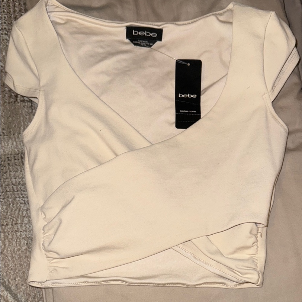 Bebe Beige Wrap Blouse